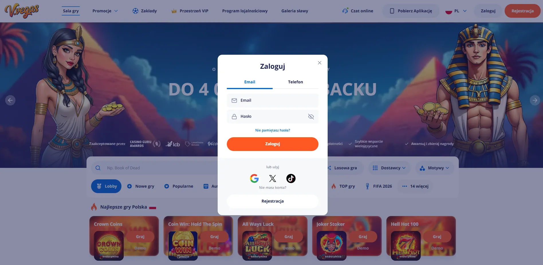 Vulkan Vegas logowanie i odzyskiwanie hasła w kasynie